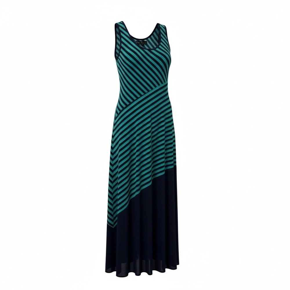 Striped Teal and Navy Maxi Dress